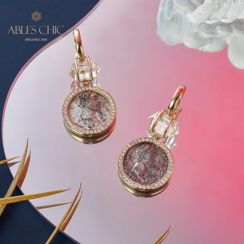Boucles d'oreilles médaillon halo de diamants