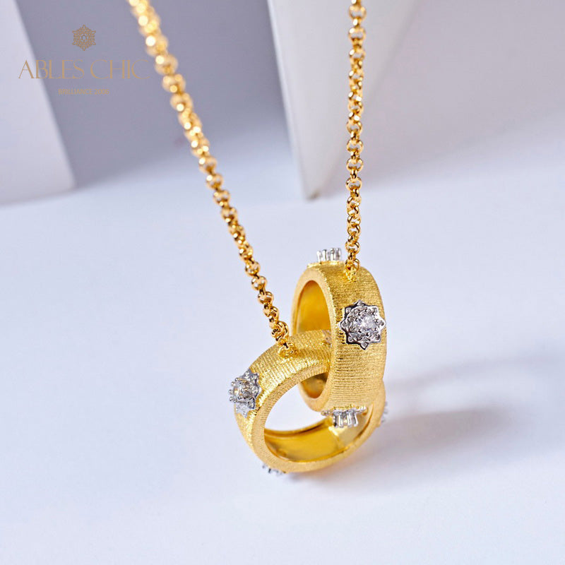 Collier avec anneaux entrelacés à motif en soie 5861