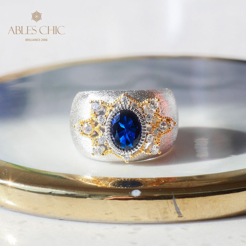 Bague Soyeuse Fleur de Saphir 6065