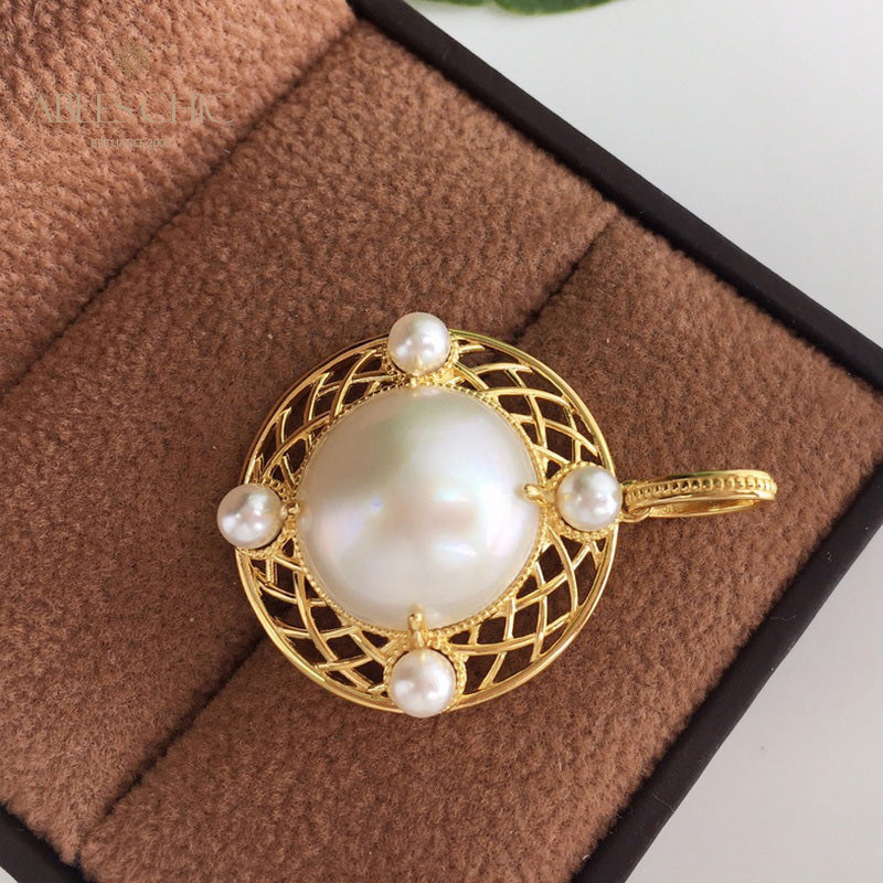 Pendentif disque en maille de perles Mabe 5956