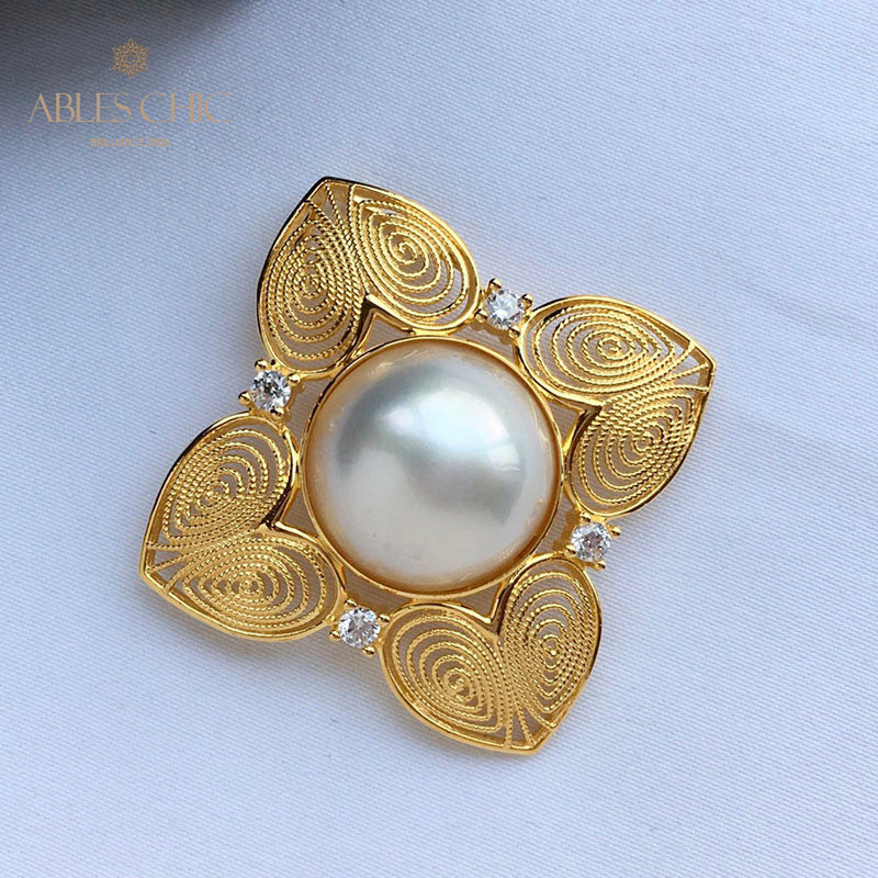 Pendentif trèfle en filigrane de perles Mabe 5822