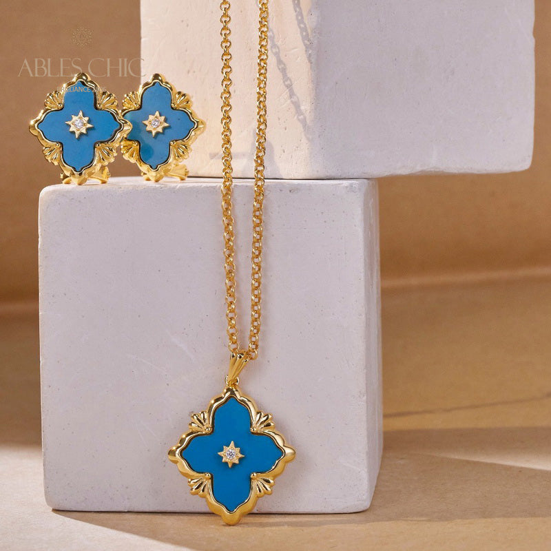 Collier Trèfle Turquoise 5791