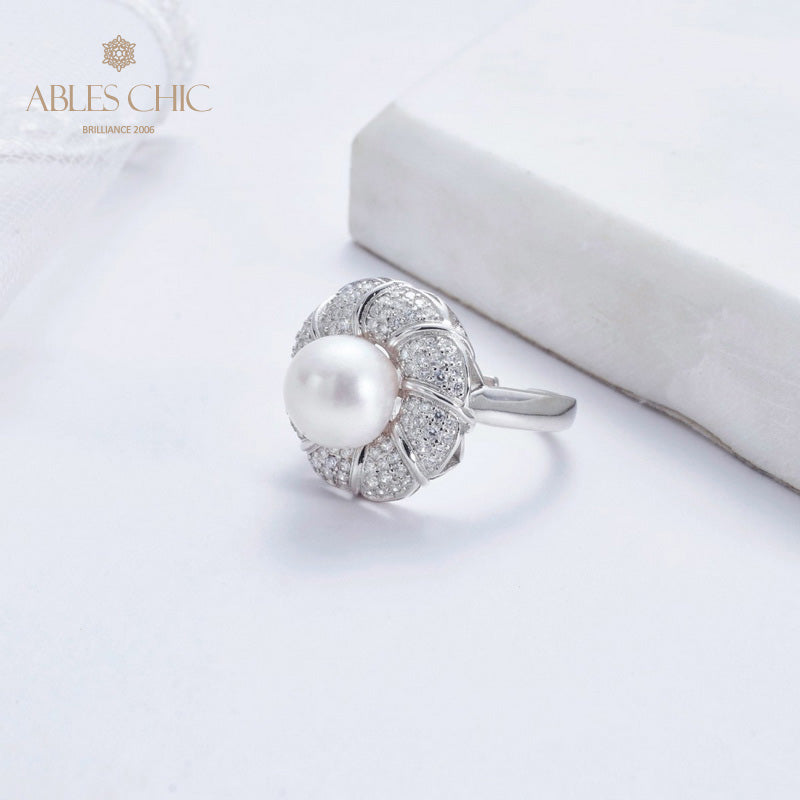 Bague florale en perles d'Akoya 5783