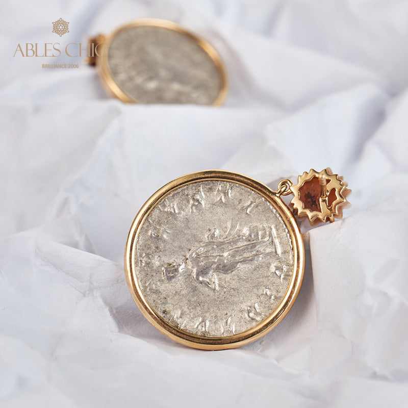 Boucles d’oreilles florales en lire romaine