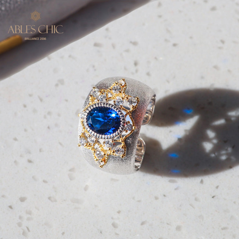 Bague Soyeuse Fleur de Saphir 6065