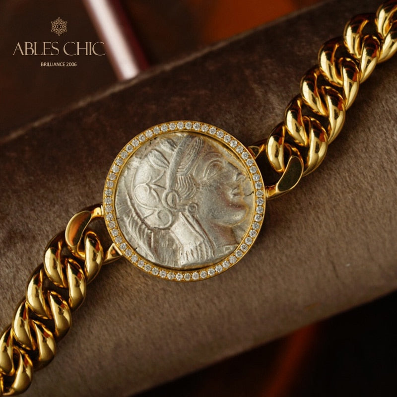 Bracelet médaillon grec Athena Flip