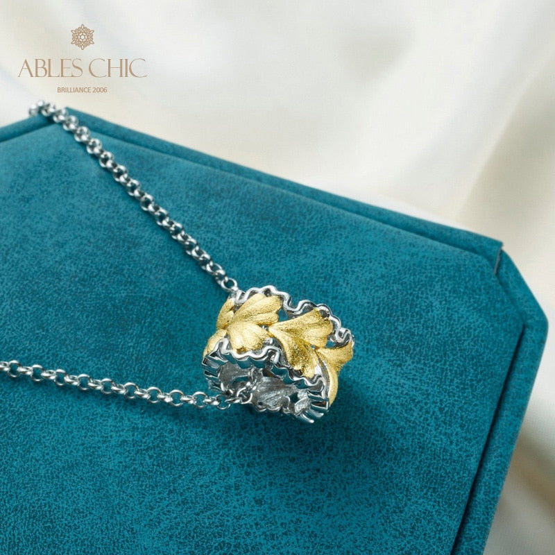 Collier nid d'abeille feuille filigrane 5807
