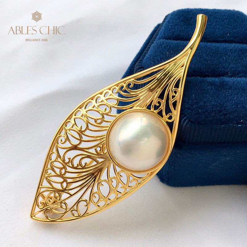 Pendentif feuille en filigrane de perles Mabe 5844