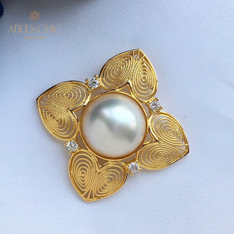 Pendentif trèfle en filigrane de perles Mabe 5822
