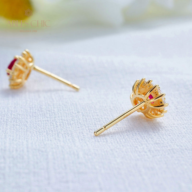 Boucles d'oreilles florales rubis naturel 5816