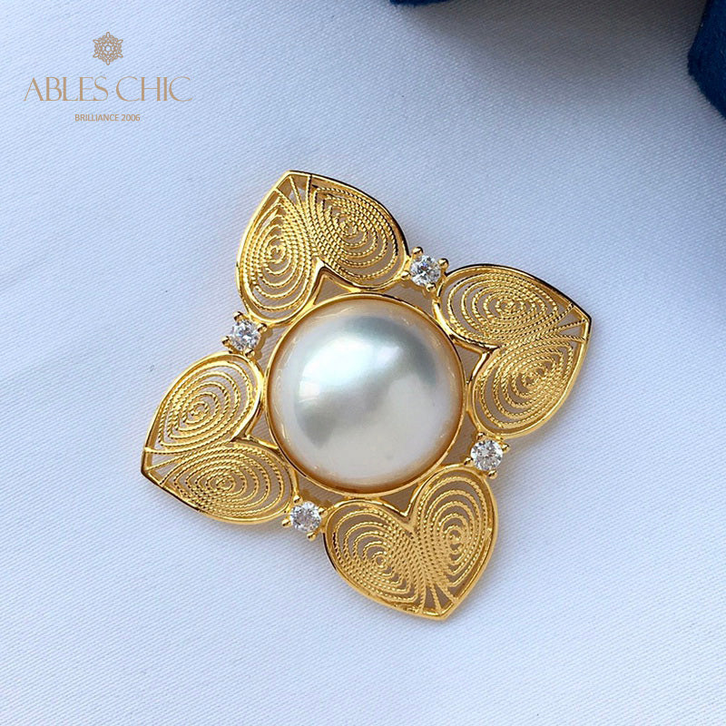Pendentif trèfle en filigrane de perles Mabe 5822