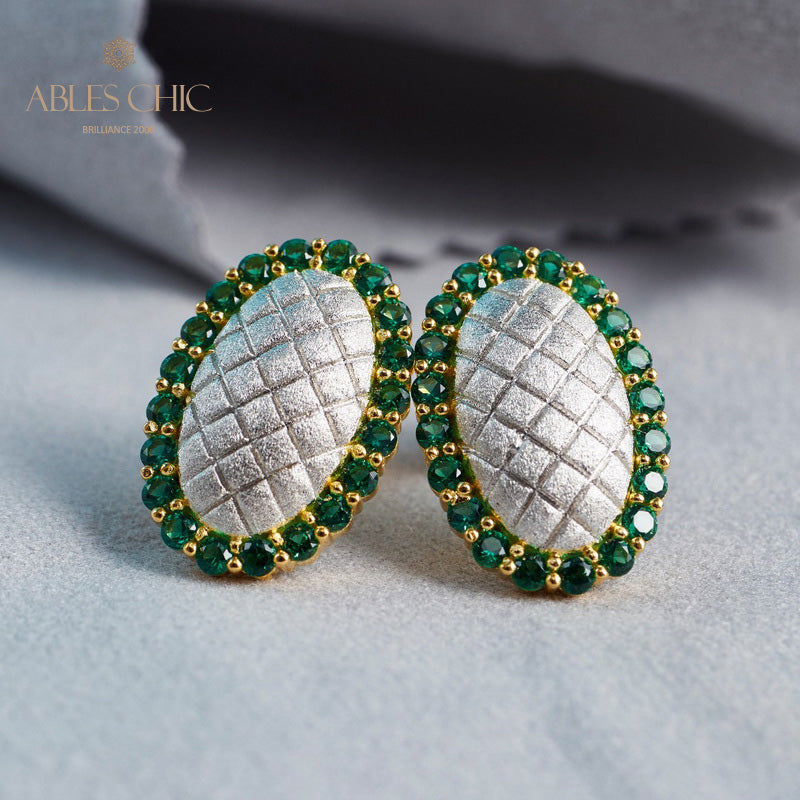 Boucles d'oreilles halo ovale soyeux 5832
