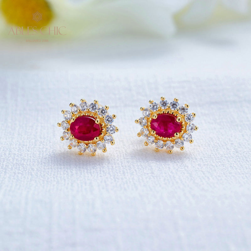 Boucles d'oreilles florales rubis naturel 5816