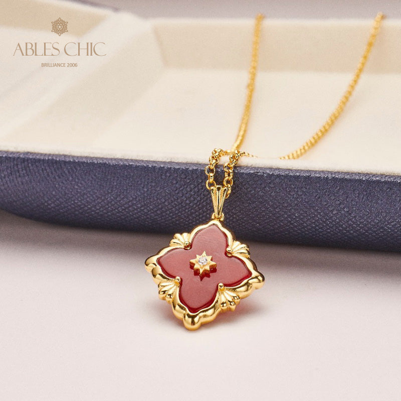 Collier Floral Trèfle Agate 5727