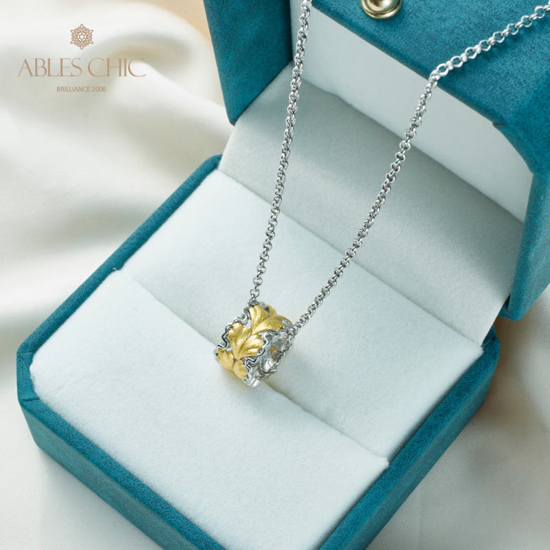 Collier nid d'abeille feuille filigrane 5807