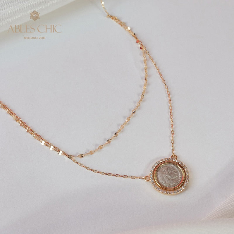 Collier médaillon réversible grec