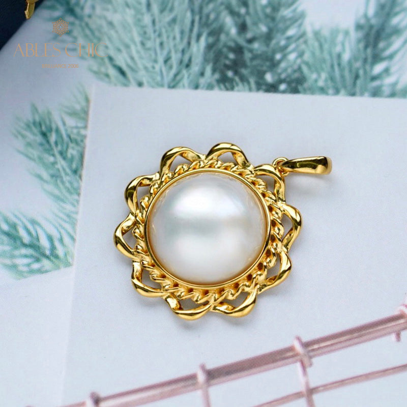 Pendentif perle Mabe halo ondulé 5847
