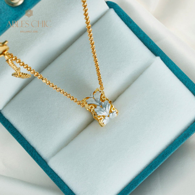 Collier nid d'abeille feuille filigrane 5807