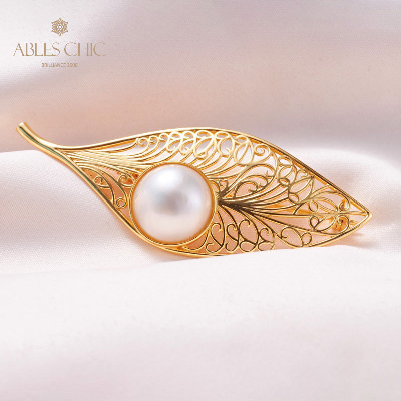 Pendentif feuille en filigrane de perles Mabe 5844