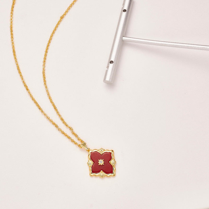 Collier Floral Trèfle Agate 5727