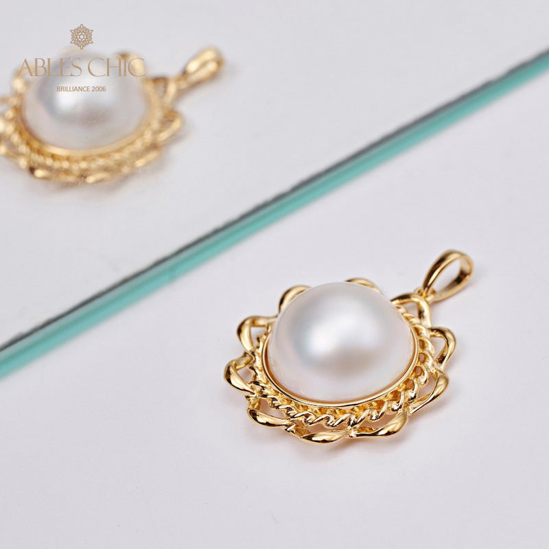 Pendentif perle Mabe halo ondulé 5847