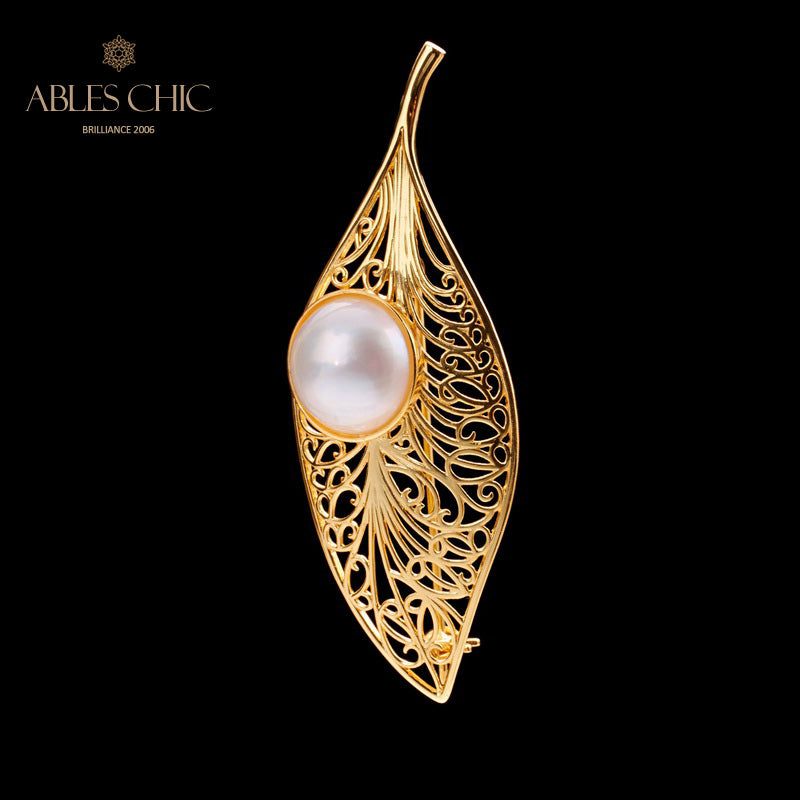 Pendentif feuille en filigrane de perles Mabe 5844