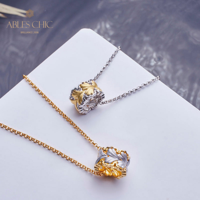 Collier nid d'abeille feuille filigrane 5807