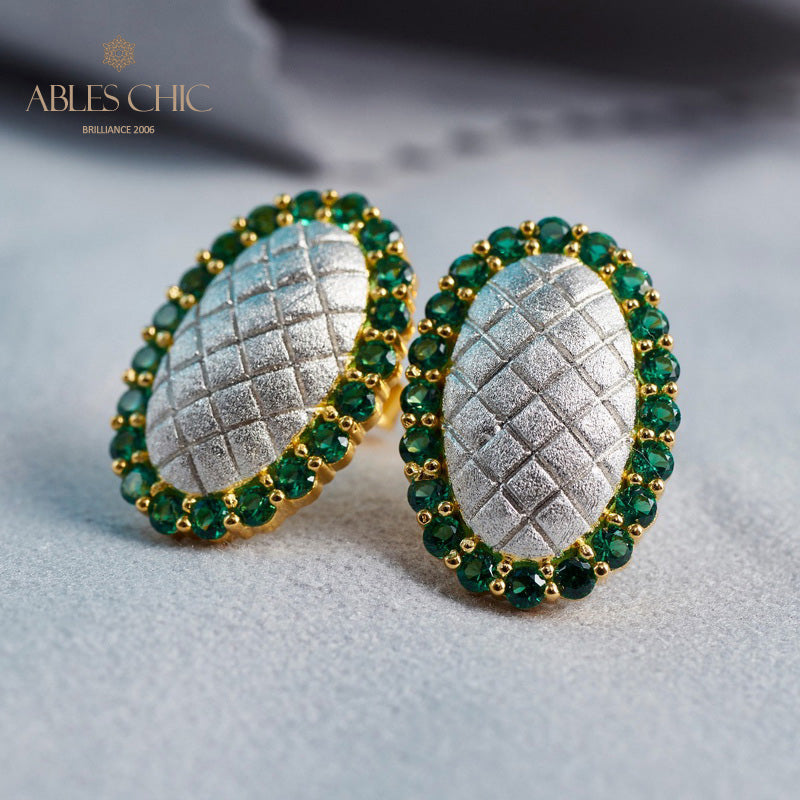 Boucles d'oreilles halo ovale soyeux 5832