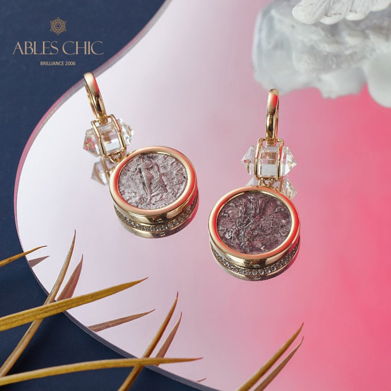 Boucles d'oreilles médaillon halo de diamants