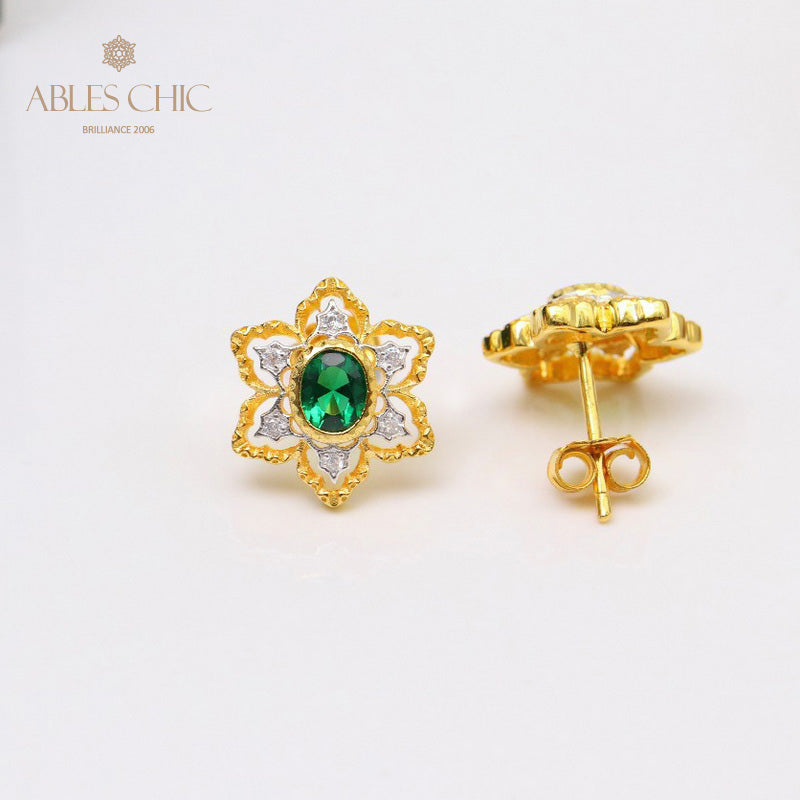 Boucles d'oreilles avec pierres précieuses et fleurs étoilées 5100