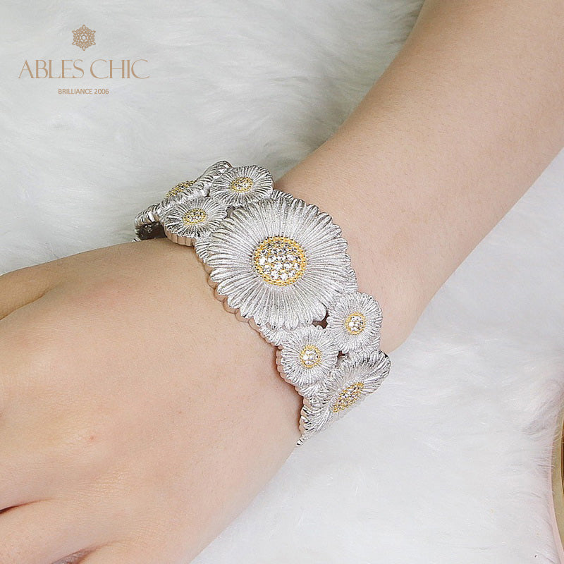 Bracelet ouvert fleurs de marguerite 5254
