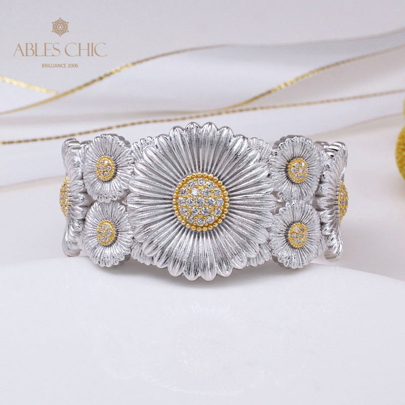Bracelet ouvert fleurs de marguerite 5254