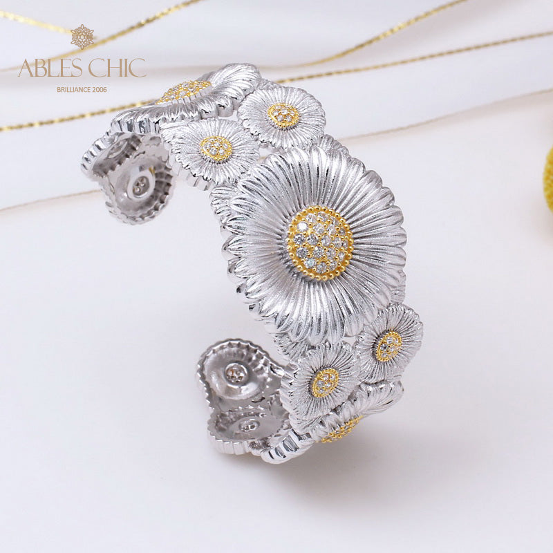 Bracelet ouvert fleurs de marguerite 5254