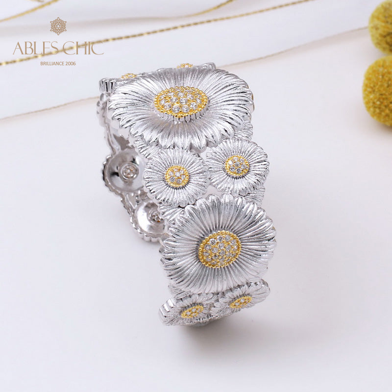 Bracelet ouvert fleurs de marguerite 5254
