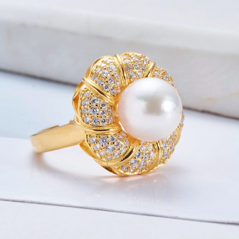 Bague florale en perles d'Akoya 5783