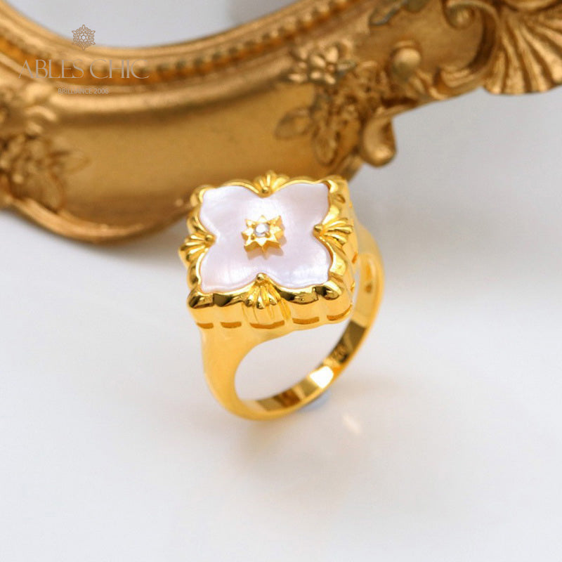 Bague agate trèfle ajourée 5037