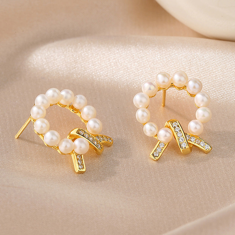 Boucles d'oreilles guirlande de perles d'eau douce PE1038