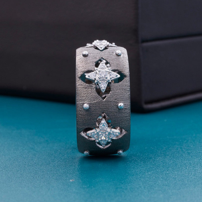 Bague florale trèfles soyeux CZ 5719