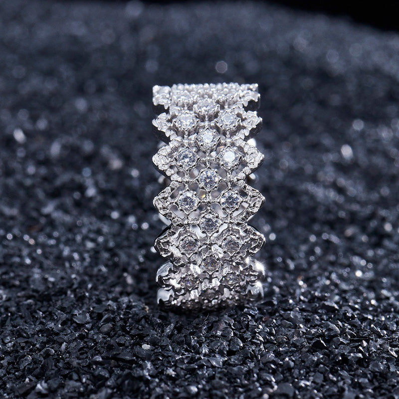 Bague ouverte en pierre à plusieurs rangées de dentelle 5705