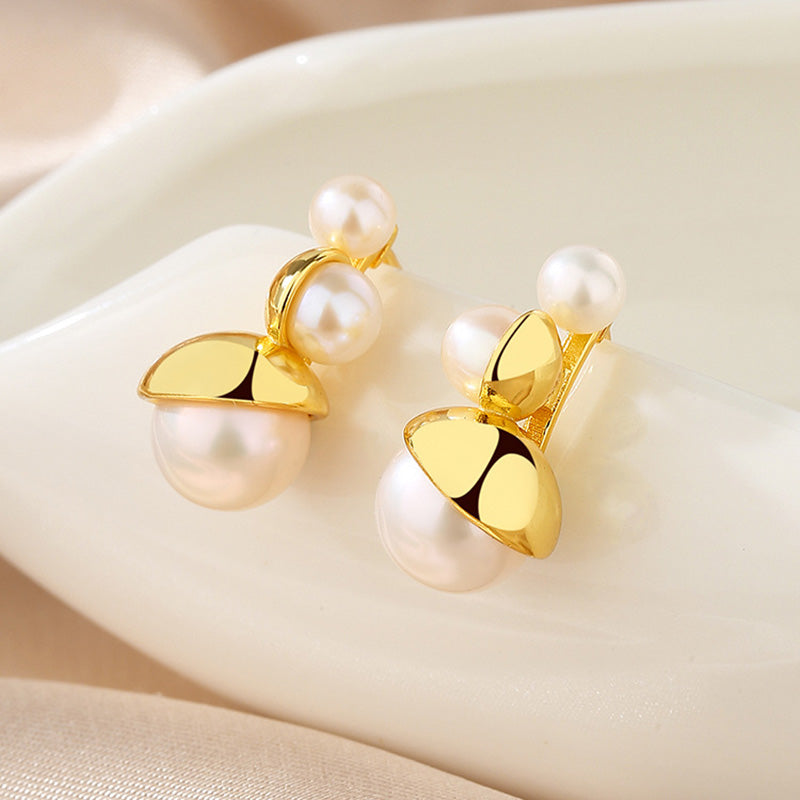 Boucles d'oreilles en grappe de fleurs de perles d'eau douce PE1006