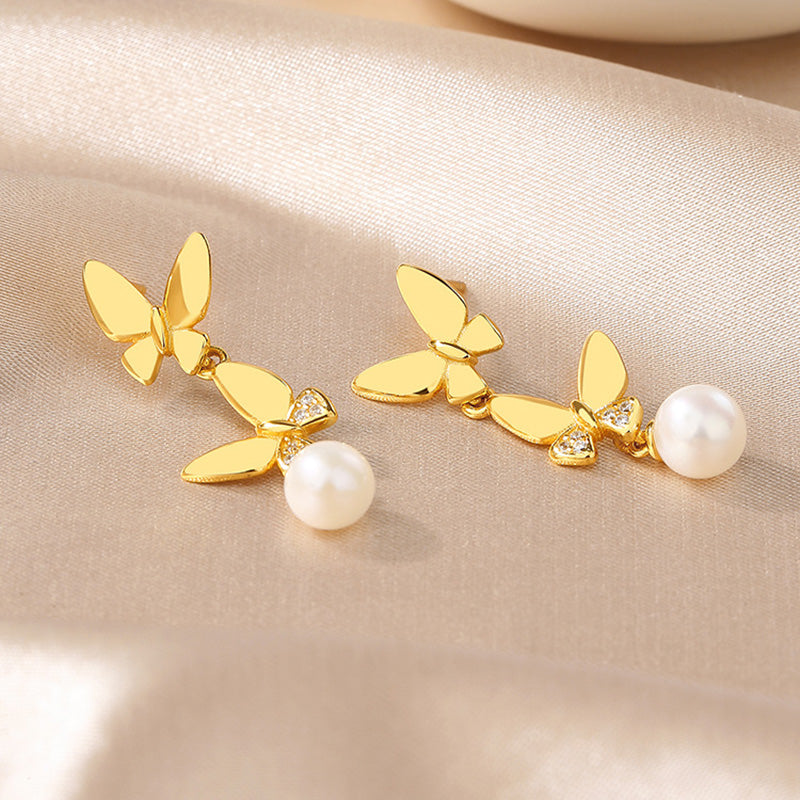 Boucles d'oreilles papillon en perles d'eau douce PE1021