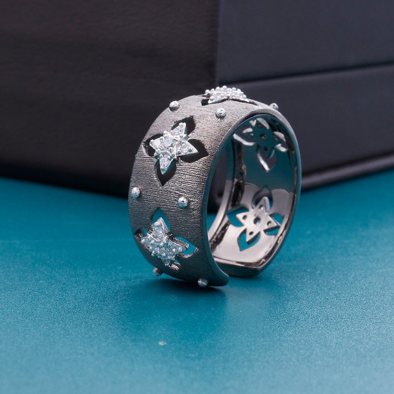 Bague florale trèfles soyeux CZ 5719