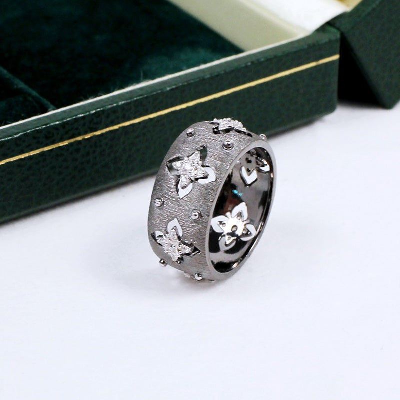 Bague florale trèfles soyeux CZ 5571