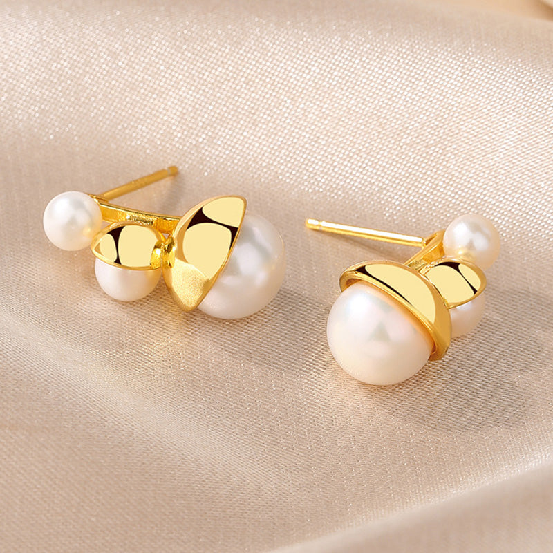 Boucles d'oreilles en grappe de fleurs de perles d'eau douce PE1006