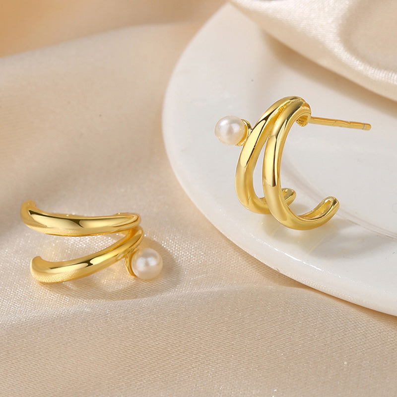 Boucles d'oreilles créoles en perles d'eau douce PE1028