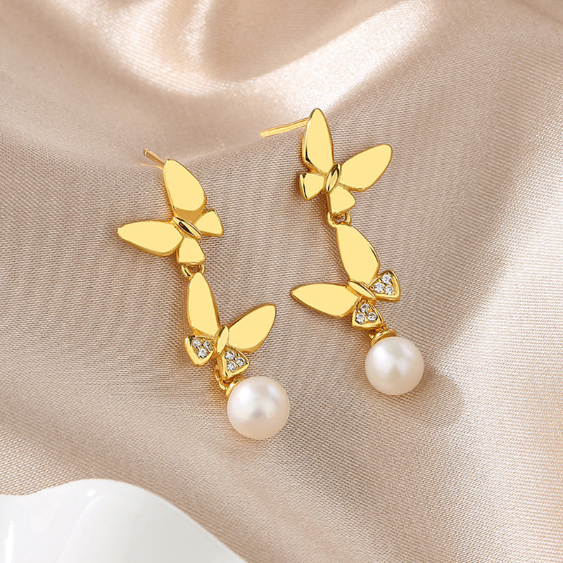 Boucles d'oreilles papillon en perles d'eau douce PE1021