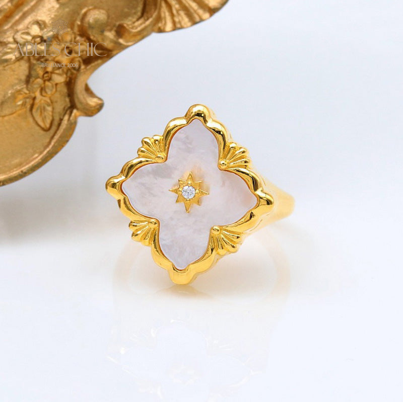 Bague agate trèfle ajourée 5037