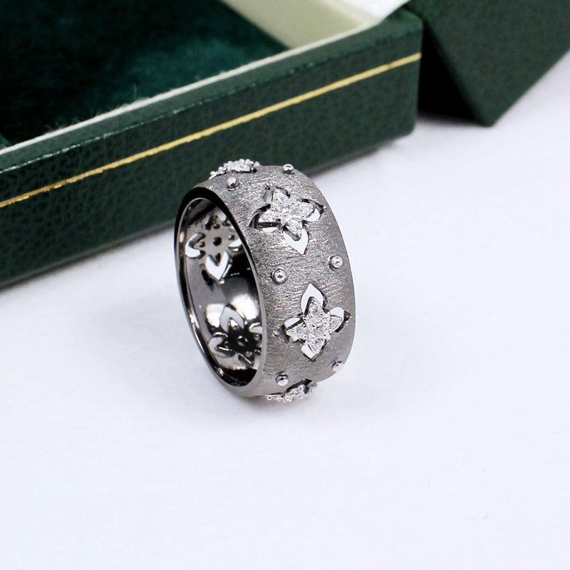 Bague florale trèfles soyeux CZ 5571