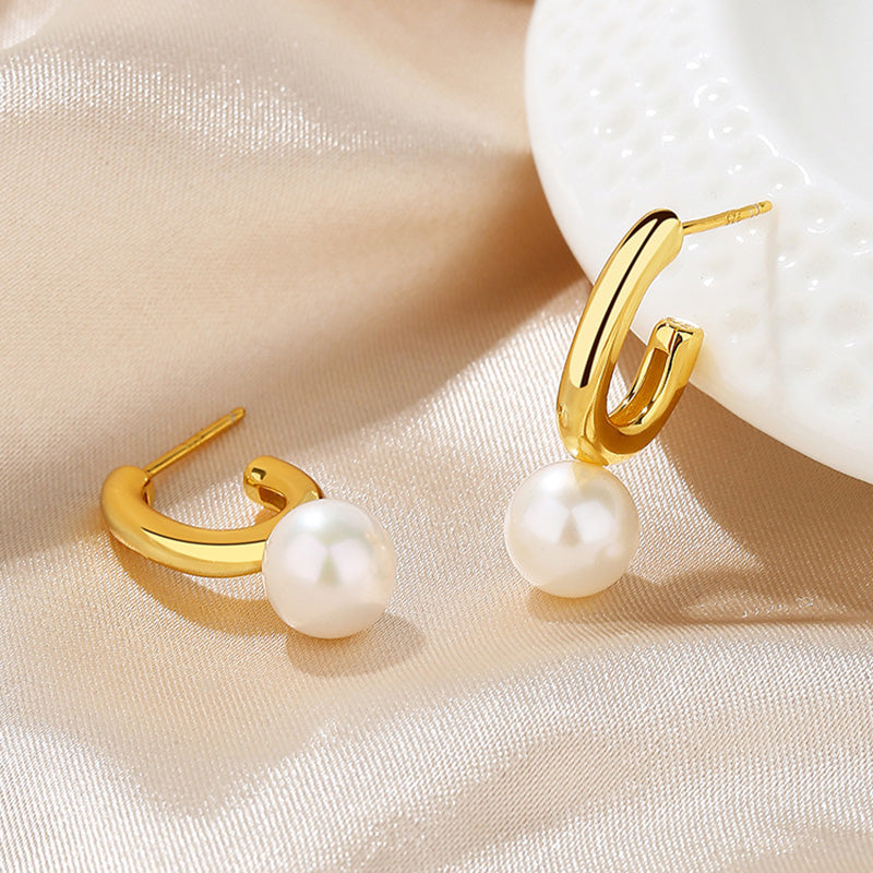 Boucles d'oreilles créoles perles d'eau douce PE1004