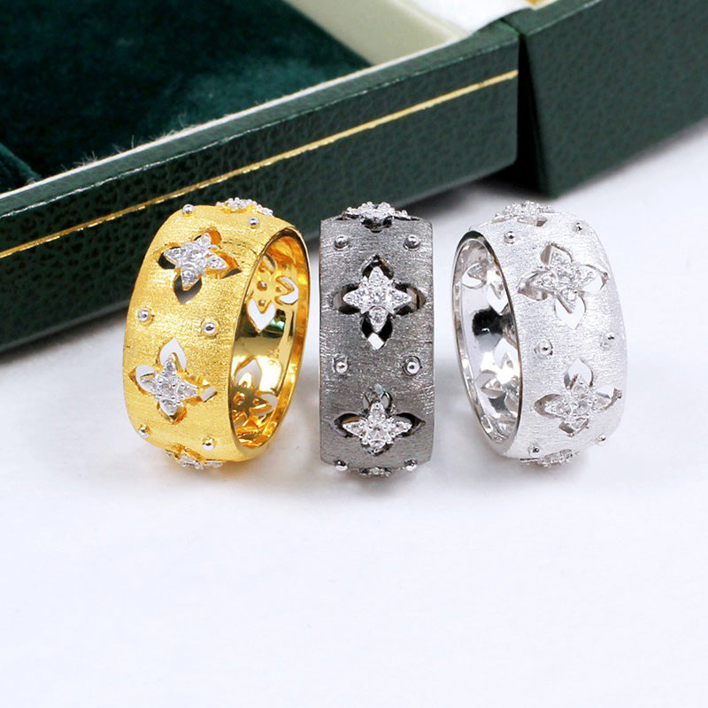 Bague florale trèfles soyeux CZ 5571